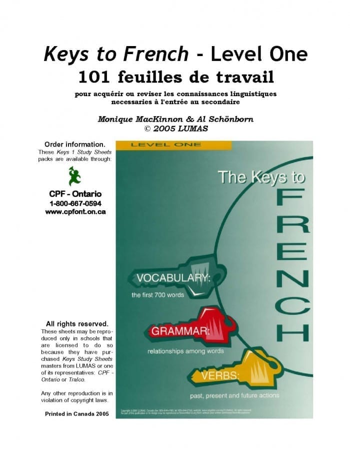 Keys to French -  Study Guide